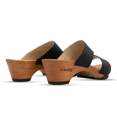 kate-farbe: nero_clogs pantoletten damen mit biegsamer nachhaltiger weidenholzsohle, holzclogs woody, woody schuhe, woody shoes, handgemachte holzschuhe aus österreich, kärnten