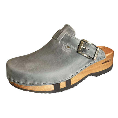 leon, clogs herren mit biegsamer nachhaltiger holzsohle, farbe: bleir (grau), holzclogs woody, woody schuhe, woody shoes, handgemachte holzschuhe aus österreich, kärnten