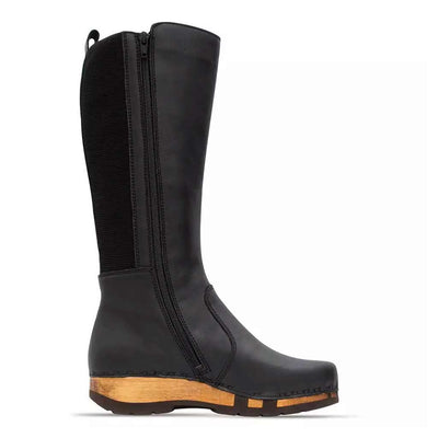 ZOEY - Stiefelette Damen woody Schuhe. Damen Stiefelette mit Absatz. Damenclogs, Damen Clogs - Clogs Damen. Holzschuhe für Damen, Holzclogs, Damen Pantoletten mit Holzsohle. Damen Stiefelette kaufen. Farbe: nero (schwarz)