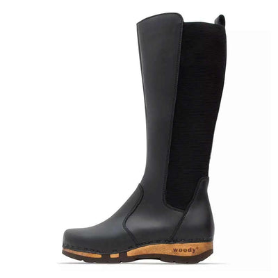 ZOEY - Stiefelette Damen woody Schuhe. Damen Stiefelette mit Absatz. Damenclogs, Damen Clogs - Clogs Damen. Holzschuhe für Damen, Holzclogs, Damen Pantoletten mit Holzsohle. Damen Stiefelette kaufen. Farbe: nero (schwarz)