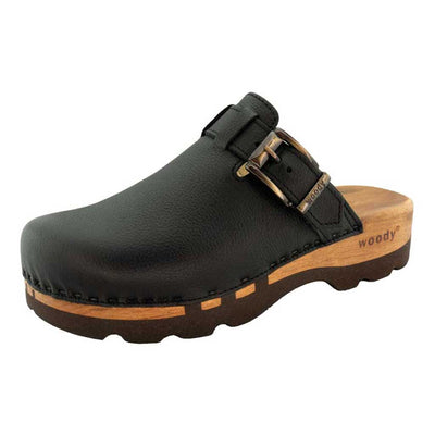 lukas, clogs herren mit biegsamer nachhaltiger holzsohle, der bestseller, farbe: schwarz, holzclogs woody, woody schuhe, woody shoes, handgemachte holzschuhe aus österreich, kärnten