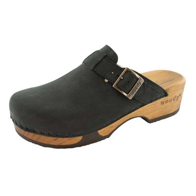 manu, clogs damen mit biegsamer nachhaltiger holzsohle, der bestseller, farbe: nero-schwarz, holzclogs woody, woody schuhe, woody shoes, handgemachte holzschuhe aus österreich, kärnten